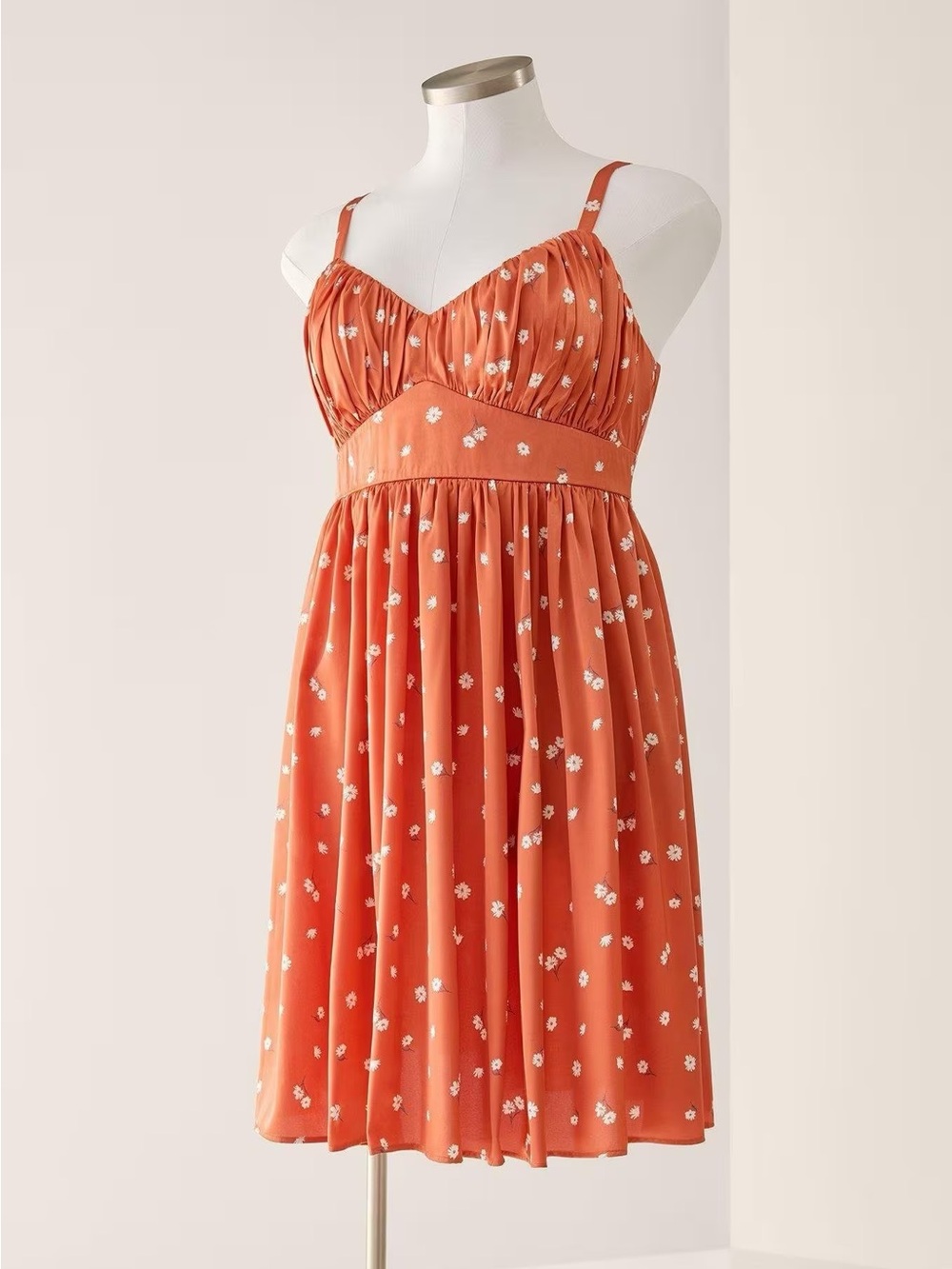 Torrid Retro Chic Pleated Bust Swing Dress Floral Orange